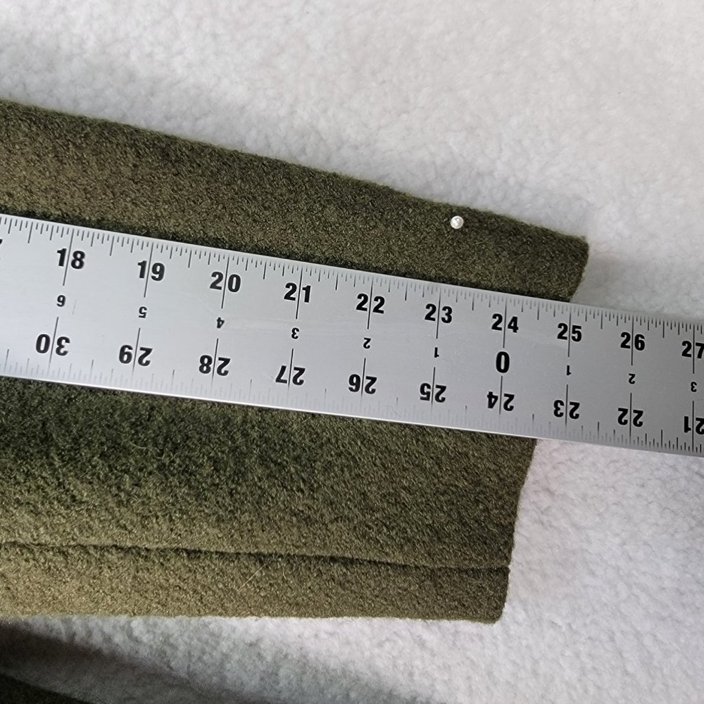 Y2K Chico's Green Wool Blend Ruffled Round Neck Button Up Maximalist Jacket Coat - Picture 7 of 15
